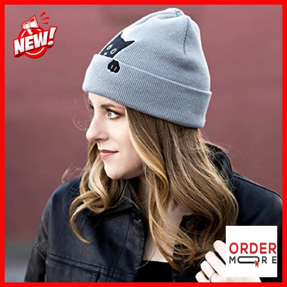 Cat Ear Beanie Winter Hat for Women Men Unisex Cute Gift - Picture 7 of 8